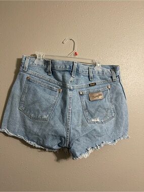 Wrangler Light Wash Distressed High-Waist Denim Shorts
